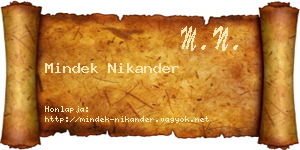 Mindek Nikander névjegykártya